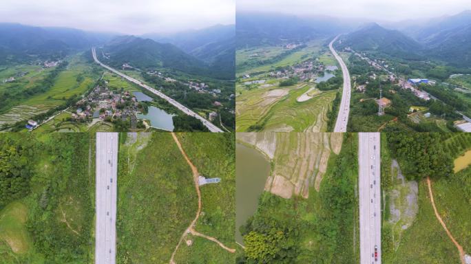 高速公路穿过美丽乡村，经济发展新农村建设