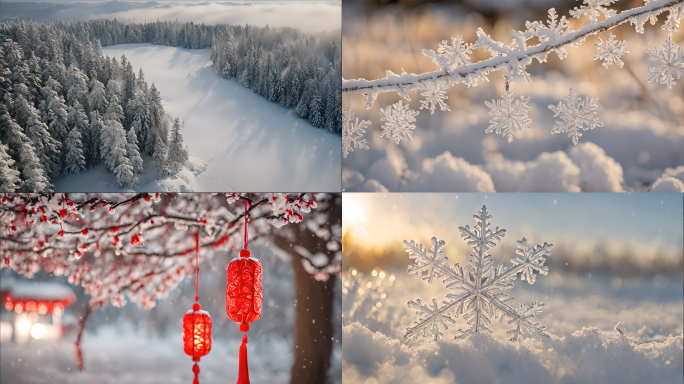 大寒节气 雪花特写