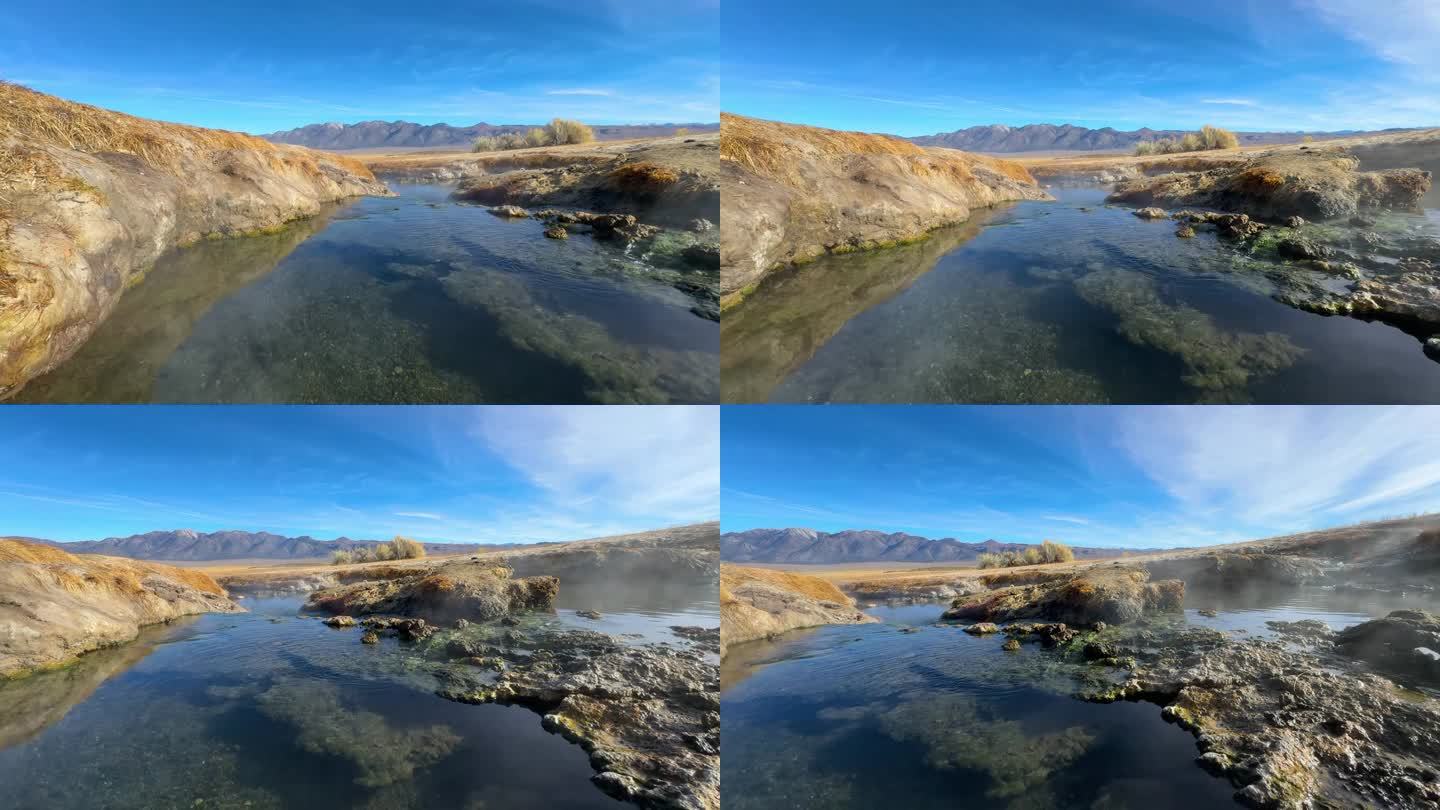 晶莹剔透的水内华达山脉猛犸温泉加州