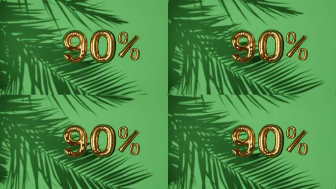 九折优惠绿色背景与棕榈树微风，假日夏季特卖概念特价提供网上商店