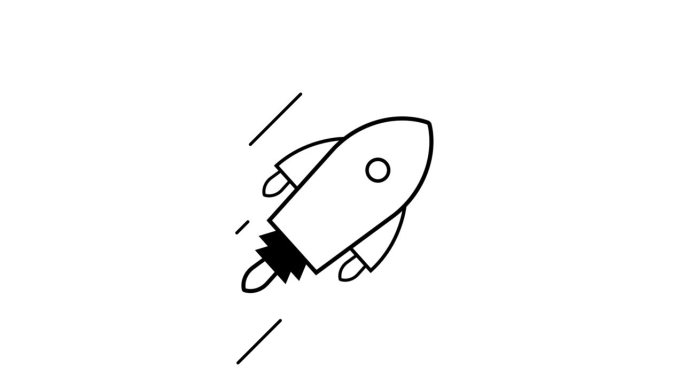 火箭动画线图标。4k动画图标，以提高项目和解释器视频