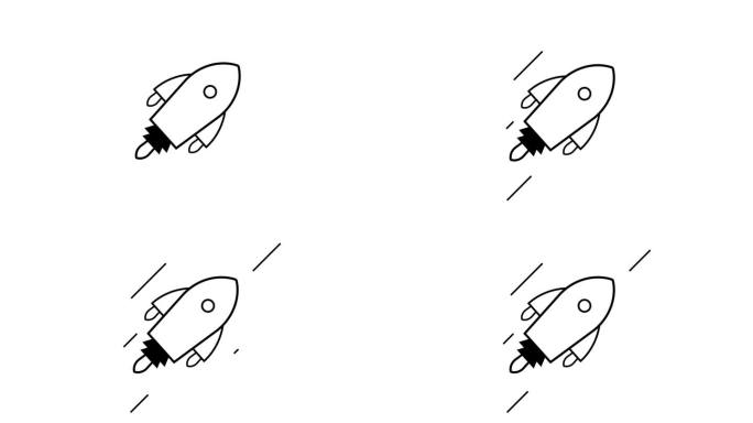 火箭动画线图标。4k动画图标，以提高项目和解释器视频
