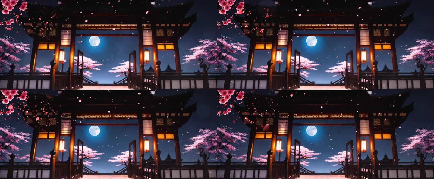 夜晚中国庭院场景LED