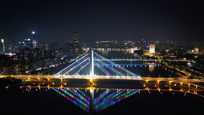 航拍惠州夜景惠州合生大桥夜景