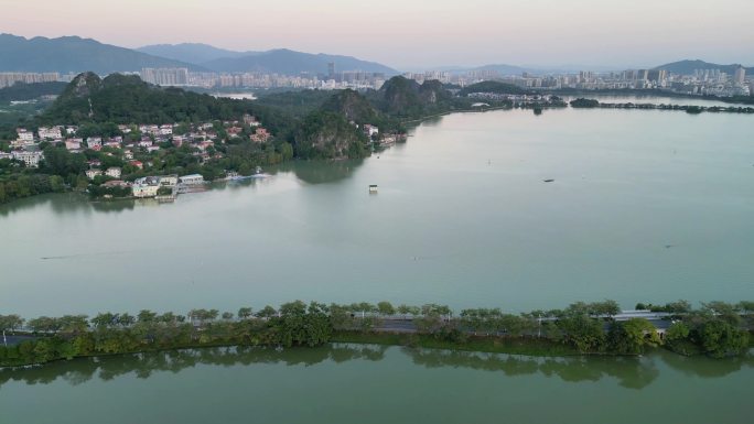 航拍广东肇庆星湖风景区