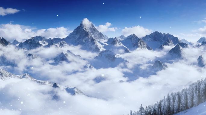 雪山流云风景场景