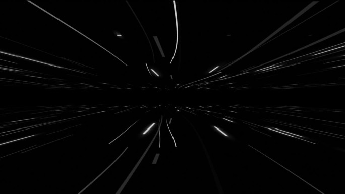 高科技未来浮动线在黑暗的空间背景，白色发光线移动在黑色的背景