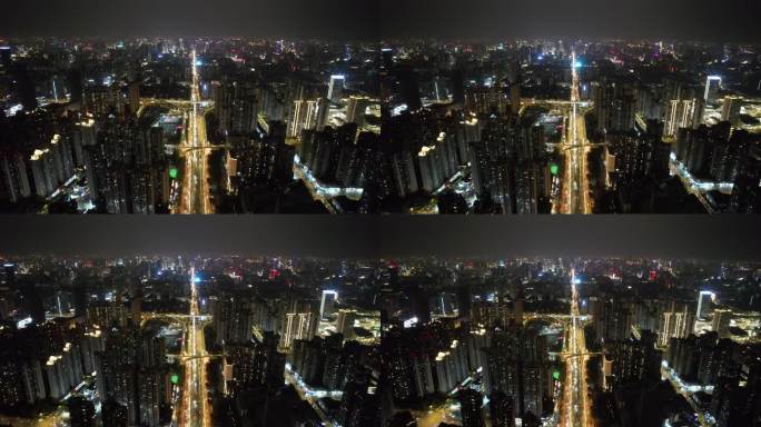 成都城市夜景交通双娇子立交桥航拍 (1)
