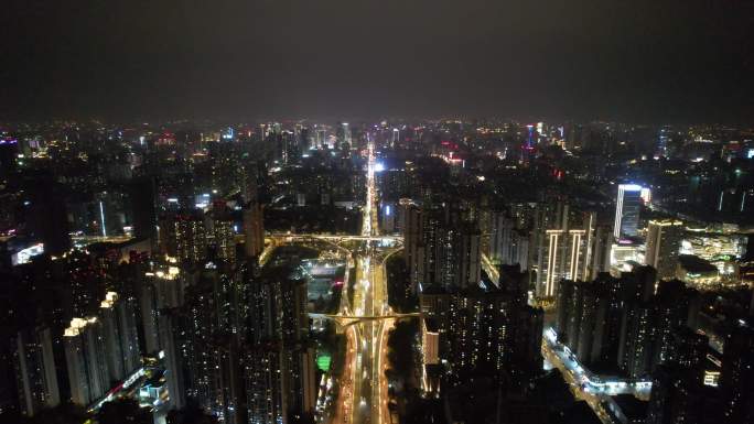 成都城市夜景交通双娇子立交桥航拍 (1)