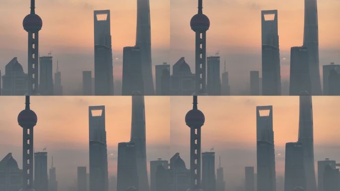 上海 陆家嘴日出 城市风光航拍