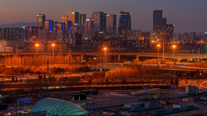 北京丽泽商务区日景转夜景