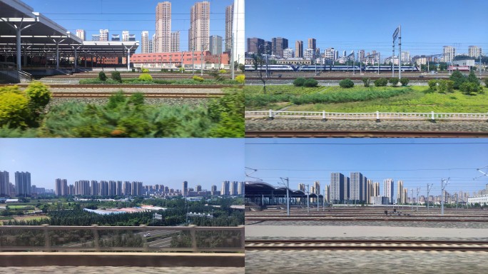 火车驶过沈阳站 动车高铁窗外沈阳火车站