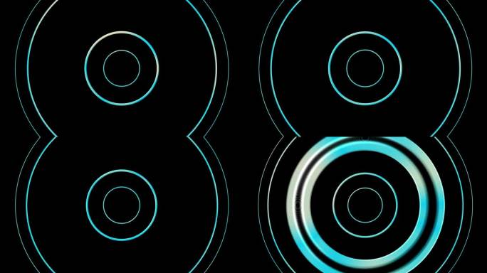 科幻蓝色霓虹灯圆形镜头传送门抽象动画效果。镜头相机启发网络未来技术运动图形。
