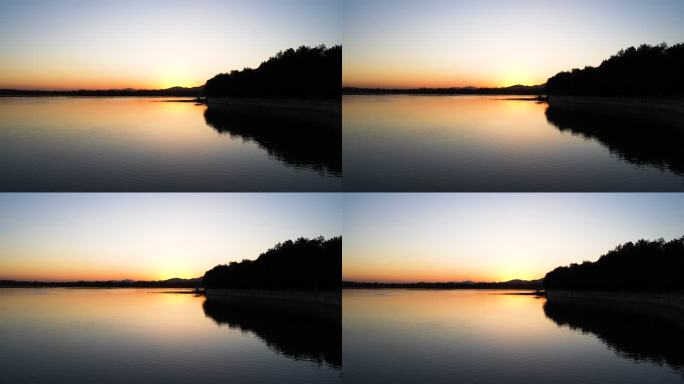 颐和园昆明湖湖面夕阳晚霞