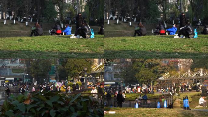 城市公园游玩人群