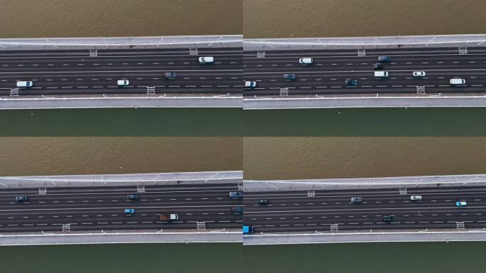 无人机拍摄的汽车在匈牙利多瑙河上的伊丽莎白桥上行驶