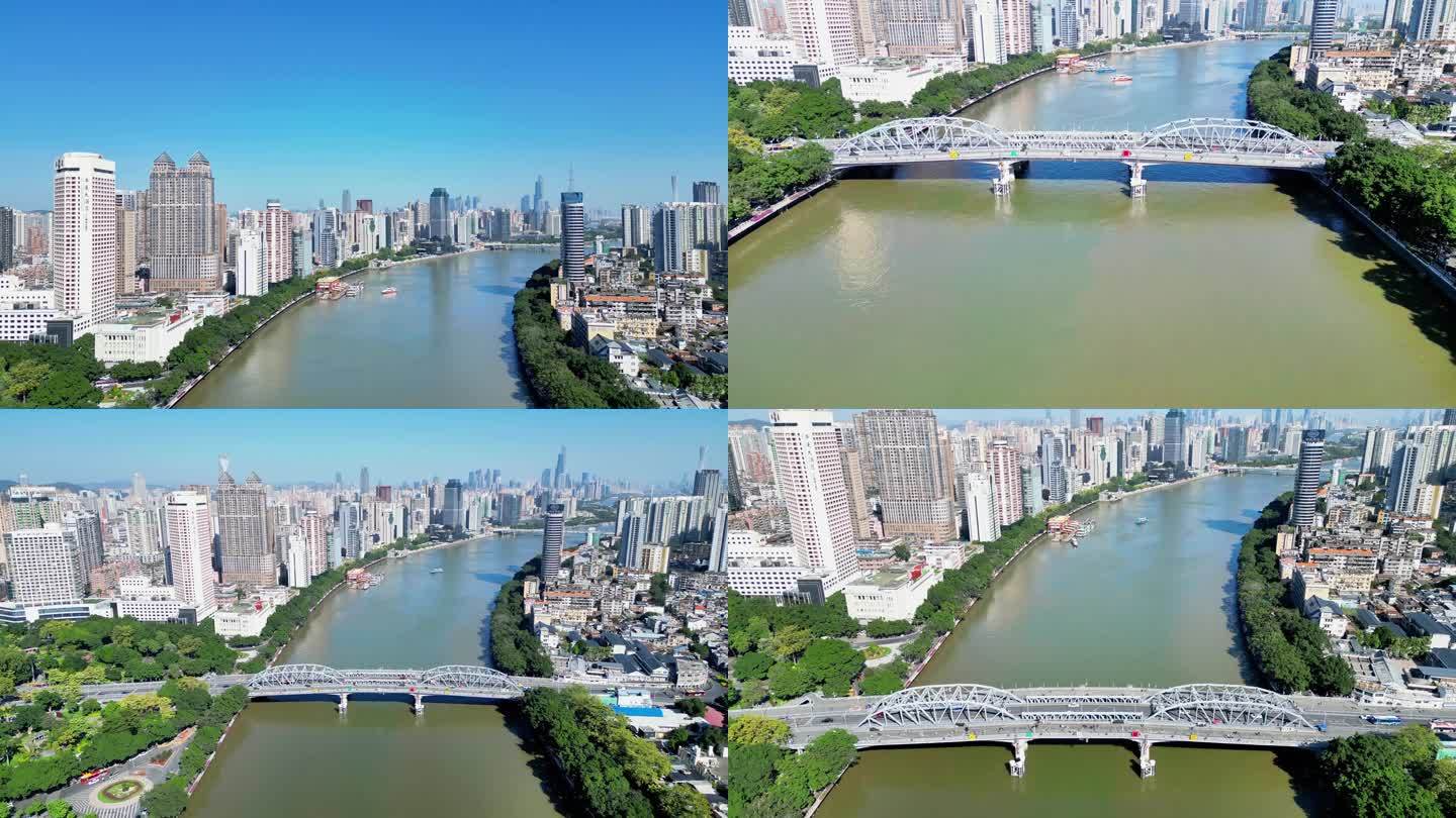 航拍广州海珠桥
