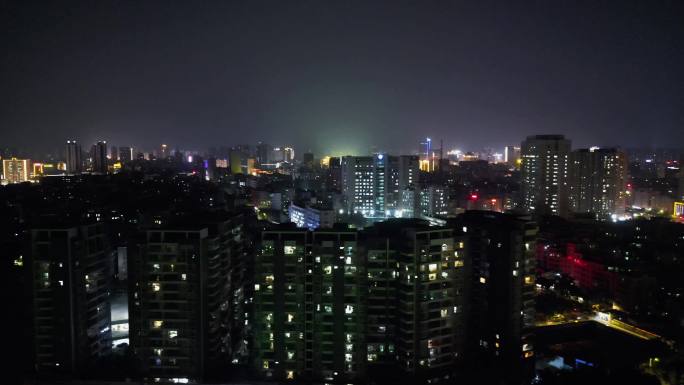 航拍广东茂名夜景