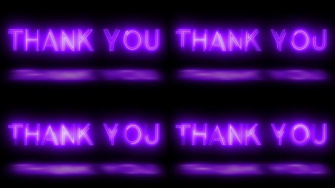 4K霓虹复古风格的时尚感谢文字动画在黑暗的感恩节背景。