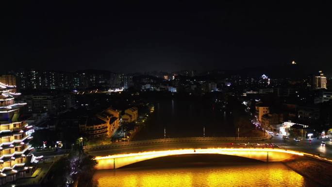 航拍惠州水东街商业城合江楼夜景