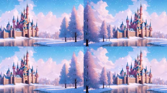 冬天童话城堡场景