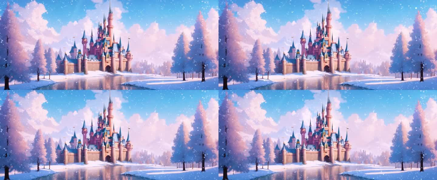 冬天童话城堡场景