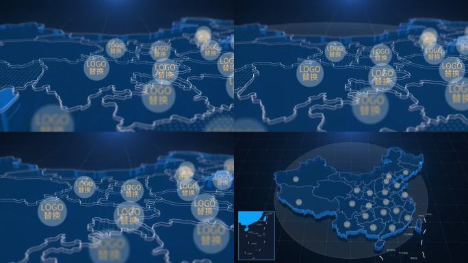 科技感中国地图AE模版