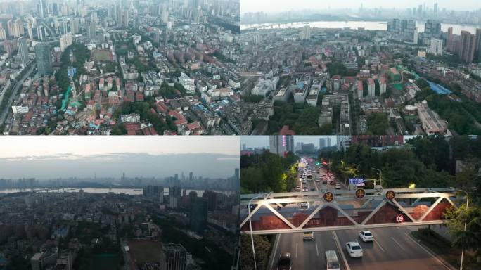武汉武昌昙华林天桥和全貌高空航拍