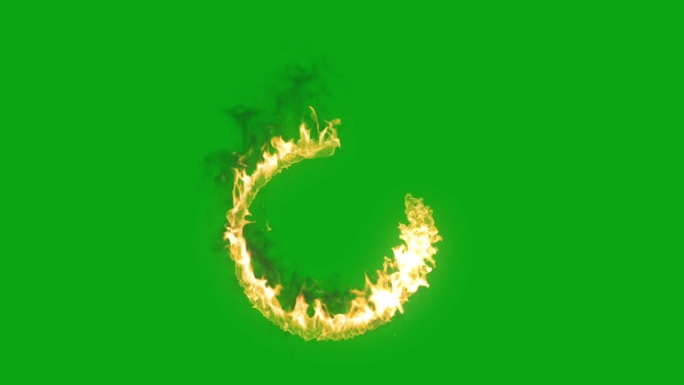 高品质隔离环火元素-理想的视觉效果和运动图形。燃烧的火环在绿色屏幕背景