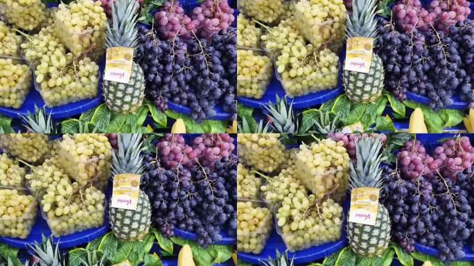 超市零售陈列的热带水果