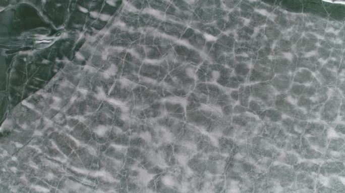 航拍 空镜 冬季 倒影 水面 冰面