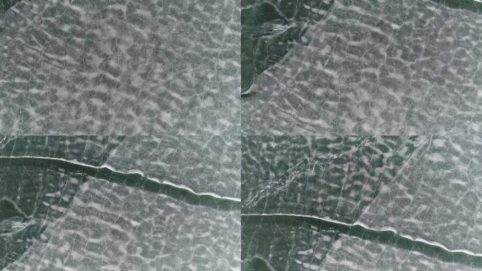 航拍 空镜 冬季 倒影 水面 冰面