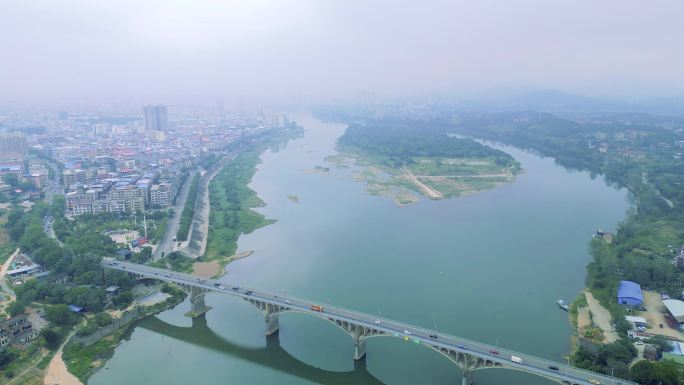 航拍大桥桥梁，城市交通基础建设，永州祁阳