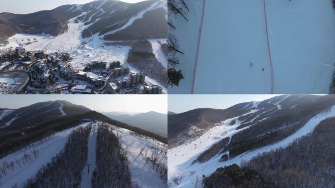 航拍吉林松花湖滑雪场国家滑雪场