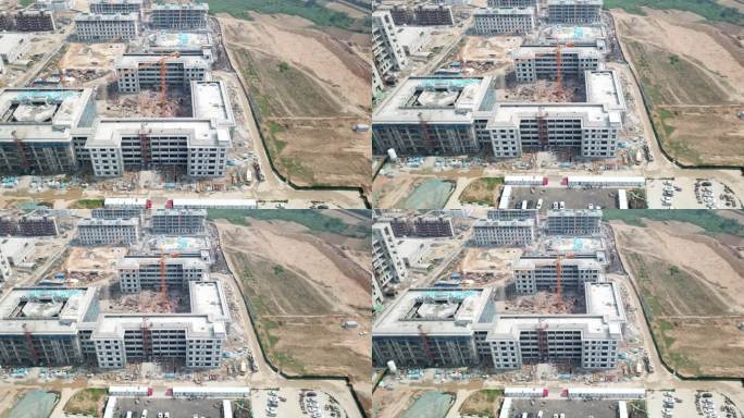 航拍学校建筑工地