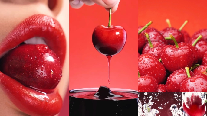 樱桃车厘子广告竖屏抖音宣传视频红酒水果