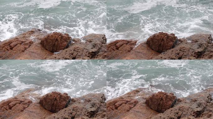 深圳海岸线-大梅沙礁石风起浪涌