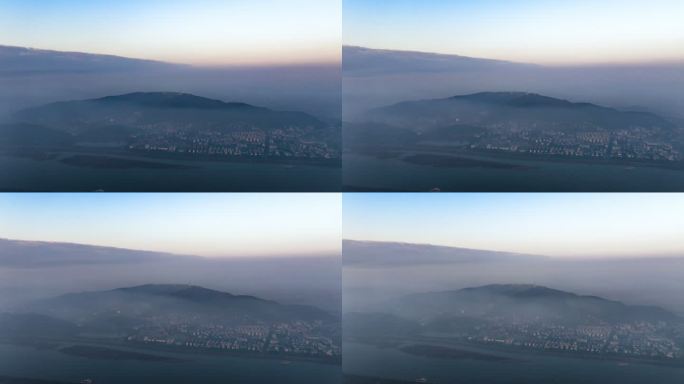 长沙岳麓山清晨平流雾航拍延时