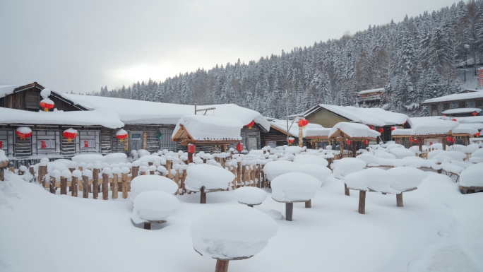 4k年味东北雪乡下雪烟火气市井黑龙江地拍