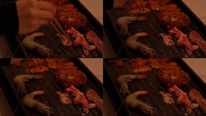 铁板烧烤烤肉食物特写