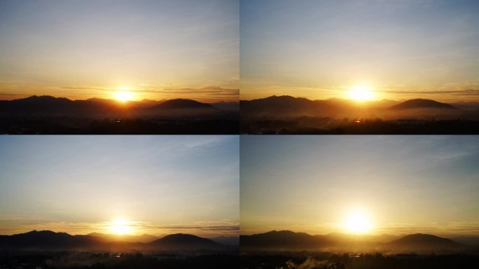 唯美日出山雾缭绕希望曙光山川云雾黎明朝阳