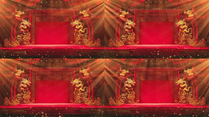 4k新年大红中国龙舞台背景11
