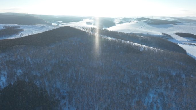 大兴安岭冬天山林雪景