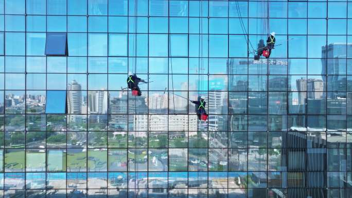蜘蛛人清洗大楼玻璃 清洁大厦玻璃