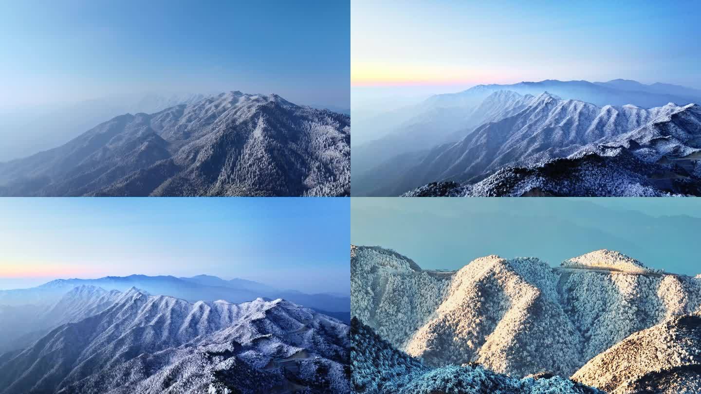 广西桂林资源隘门界山巅壮美雪景