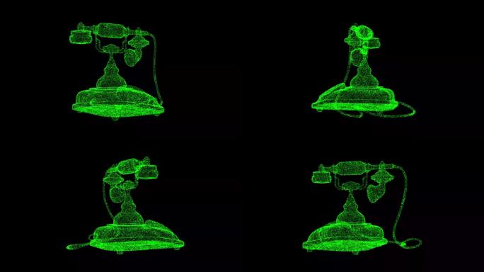 3D复古手机旋转黑色背景。历史概念。过时的设备。枯燥乏味的技术。商业广告背景。用于标题，文本，演示。