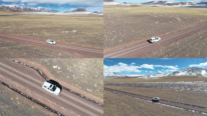 4K航拍汽车行驶西藏阿里G219界山达坂