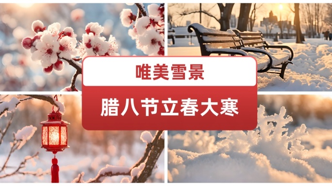 腊八节立春大寒唯美雪景  冬至立冬柿子树