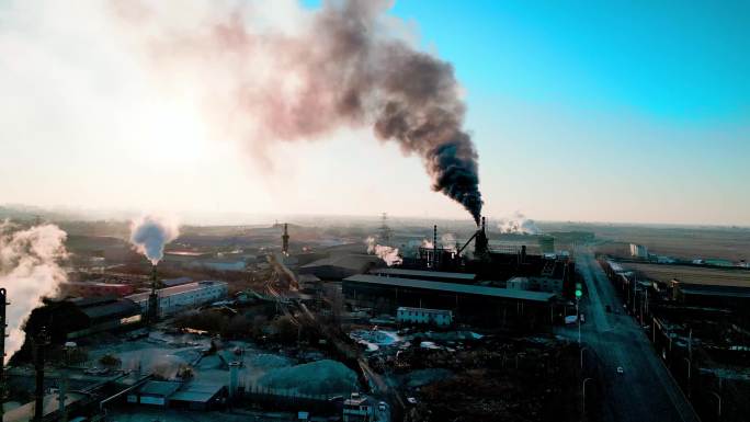 工厂污染 热电站 烟囱冒烟 大气工业污染