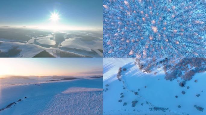 大兴安岭冬季山林雪景素材合集